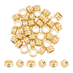 40Pcs 304 Stainless Steel Grooved Beads, Column, Real 24K Gold Plated, 8x4mm, Hole: 5mm(STAS-UN0053-22)