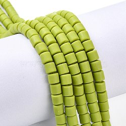 Polymer Clay Bead Strands, Column, Green Yellow, 5~7x6mm, Hole: 1.5~2mm, about 61~69pcs/strand, 15.74 inch(CLAY-T001-C03)