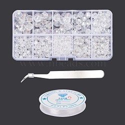 DIY Jewelry Bracelets Making Kits, Including 710Pcs 5 Style Electroplate Glass Rondelle Beads, Clear Elastic Crystal Thread, 410 Stainless Steel Pointed Tweezers, Clear, Beads: 3~10x2~8mm, Hole: 0.4~1mm
(DIY-YW0003-51)
