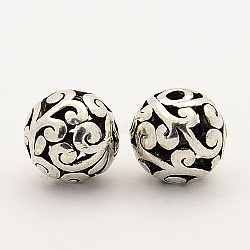 Alloy Filigree Beads, Filigree Ball, Round, Antique Silver, 10mm, Hole: 2mm(X-PALLOY-L118-04)
