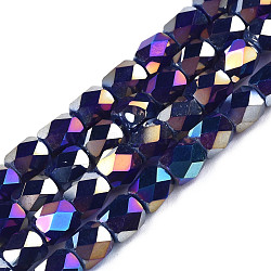 Electroplate Glass Beads Strands, AB Color Plated, Faceted, Column, Midnight Blue, 5.5x5mm, Hole: 1.2mm, about 99pcs/strand, 21.85 inch(55.5cm)(EGLA-N002-13-A01)