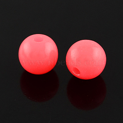 Fluorescent Acrylic Beads, Round, Light Coral, 6mm, Hole: 1.5mm, about 3850pcs/500g(MACR-R517-6mm-08)