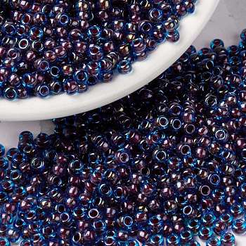 MIYUKI Round Rocailles Beads, Japanese Seed Beads, (RR346) Matte Transparent Olive AB, 8/0, 3mm, Hole: 1mm, about 2111~2277pcs/50g