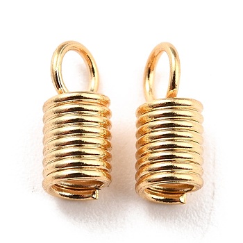 304 Stainless Steel Cord Ends, Column, Real 18K Gold Plated, 10.5x4.5mm, Hole: 3mm, Inner Diameter: 3mm