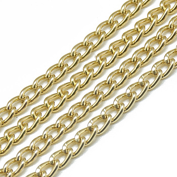 Unwelded Aluminum Curb Chains, Pale Goldenrod, 4.4x3x0.8mm, about 100m/bag