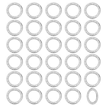 BENECREAT 30Pcs 304 Stainless Steel Linking Rings, Textured, Round Ring, Stainless Steel Color, 15x0.8mm, Inner Diameter: 11mm