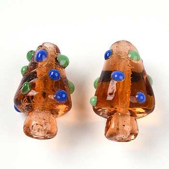 Handmade Lampwork Bumpy Beads, Mushroom Charms, Peru, 17.5~20x11~14.5mm, Hole: 1~1.6mm