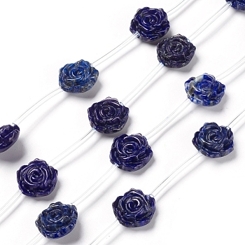 Natural Lapis Lazuli Beads Strands, Rose Shape, 16x16x7.5mm, Hole: 1.2mm, about 12pcs/strand, 16.54 inch(42cm)