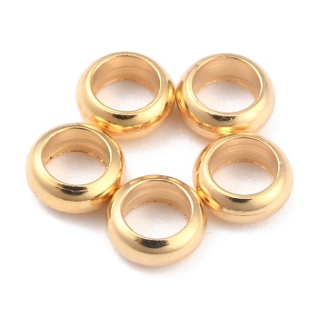 Rack Plating Brass Spacer Beads, Long-Lasting Plated, Flat Round, Real 24K Gold Plated, 5x2mm, Hole: 3mm
