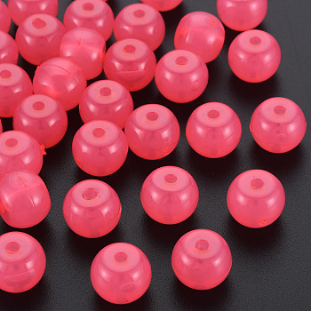 Imitation Jelly Acrylic Beads, Barrel, Hot Pink, 13x10.5mm, Hole: 2.5mm, about 375pcs/500g