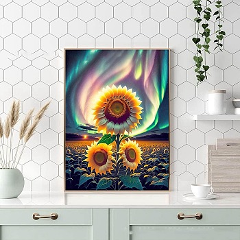 Sunflower DIY Natural Scenery Pattern 5D Diamond Painting Kits, Yellow, 400x300mm