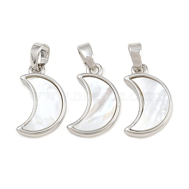 Rack Plating Brass Natural White Shell Pendants(KK-U025-06P-01)-1