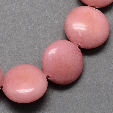 16mm Pink Flat Round Rhodochrosite Beads