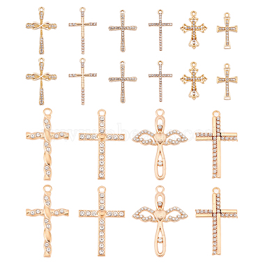 Golden Cross Alloy+Rhinestone Pendants