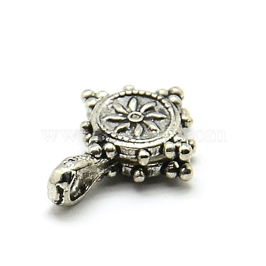 Buddhist Jewelry Findings Counter Tibetan Style Alloy Dharmacakra Charms(TIBEP-O007-01)-2