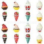 40Pcs 8 Colors Opaque Resin Cabochons, Imitation Food, Ice Cream, Mixed Color, 17~19.5x10.5~13x5.5~6mm, 5pcs/color(RESI-CJ0004-88)