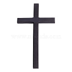 Wooden Cross Wall Decoration, for Home Church Decor, Black, 25x14x1.4cm(WOOD-WH0124-91)