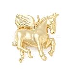 Brass Pendants, Unicorn Charms, Rack Plating, Long-Lasting Plated, Cadmium Free & Lead Free, Real 16K Gold Plated, 15.5x24x9.5mm, Hole: 1.6mm(KK-A300-25G)