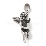 Retro 304 Stainless Steel Pendants, Angel Charm, Antique Silver, 34x17x22mm, Hole: 5.5x4mm(STAS-Z097-08AS)