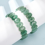 Natural Green Aventurine Faceted Beaded Stretch Bracelets for Women, Oval, Beads: 14x10x5.5mm, Inner Diameter: 2.32 inch(5.9cm)(BJEW-K251-07E)