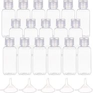 PET Flip Top Cap Squeeze Bottles, with Plastic Funnel Hopper and Chalkboard Sticker Labels, Clear, 9.35x3.25x3.25cm, Capacity: 50ml(MRMJ-BC0002-17)