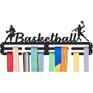 Sports Theme Iron Medal Hanger Holder Display Wall Rack, with Screws, Basketball Pattern, 150x400mm(ODIS-WH0021-494)