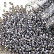 TOHO Round Seed Beads, Japanese Seed Beads, (PF2115) PermaFinish Black Diamond Opal Silver Lined, 8/0, 3mm, Hole: 1mm, about 220pcs/10g(X-SEED-TR08-PF2115)