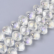 Electroplate Glass Beads Strands, AB Color Plated, Shell Shape, Clear AB, 12x14.5x10mm, Hole: 1mm, about 50~51pcs/Strand, 24.41 inch(62cm)(EGLA-S189-003B-01)
