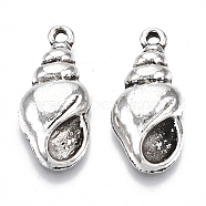 Tibetan Style Alloy Pendants, Cadmium Free & Lead Free, Spiral Shell Shape, Antique Silver, 24.5x11.5x4.5mm, Hole: 1.6mm, about 400pcs/1000g(TIBE-N006-44AS-LF)