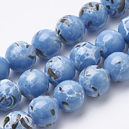 Assembled Synthetic Turquoise and Shell Beads Strands, Dyed, Round, Light Sky Blue, 6mm, Hole: 1mm, about 66pcs/strand, 15.7 inch(G-S212-6mm-06)