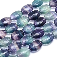 Natural Fluorite Beads Strands, Oval, 18x13x7~7.5mm, Hole: 1mm, about 22pcs/strand, 15.5 inch(39.5cm)(G-O170-90)