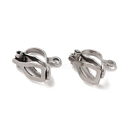 304 Stainless Steel Clip-on Earring Findings, with Loops, Stainless Steel Color, 12x6x11mm, Hole: 1.2mm(STAS-E192-05P)