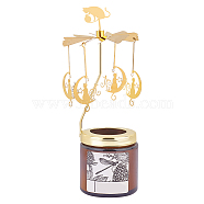 Stainless Steel Rotating Tealight Candle Holder, with Iron Charms, for Candle Lover, Romantic Wedding, Christmas Party, Golden, Moon, 7.1x3.1x0.02cm(DIY-WH0021-42G-03)