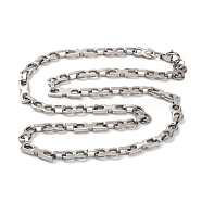 201 Stainless Steel Infinity Link Chain Necklace, with 304 Stainless Steel Clasps, Stainless Steel Color, 24.02 inch(61cm)(NJEW-F222-28P)