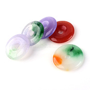 Natural Jade Pendants, Donut/Pi Disc, Dyed, Mixed Color, Donut Width: 8.5~10.3mm, 18~28x3~4mm, Hole: 3~4.5mm(G-Q458-39)