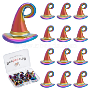 Rainbow Color Alloy Pendants, Cadmium Free & Lead Free, Witch Hat, 11x11x11mm, Half Hole: 3mm, 30pcs/box(FIND-BBC0001-30)