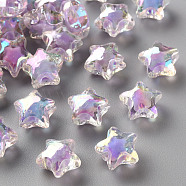 Transparent Acrylic Beads, Bead in Bead, AB Color, Faceted, Star, Lilac, 10.5x11x7mm, Hole: 2mm, about 1280pcs/500g(TACR-S152-01B-SS2114)