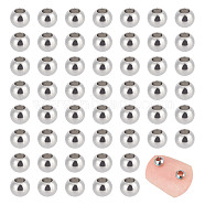 201 Stainless Steel Spacer Beads, Round, Stainless Steel Color, 4x3mm, Hole: 2mm, 100pcs(STAS-UN0008-09P)