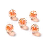 Two Tone UV Plating Rainbow Iridescent Acrylic Beads, Pumpkin, Orange, 15.5x14.5~15mm, Hole: 2.7~2.8mm(TACR-D010-05I)