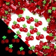 Luminous Resin Decoden Cabochons, Glow in the Dark Fruit, Cherry, 10.5x10.5x3mm(RESI-K036-29G)