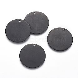 304 Stainless Steel Pendants, Blank Stamping Tag, Flat Round, Electrophoresis Black, 25x1mm, Hole: 1.4mm(EJEW-L238-01B-B)