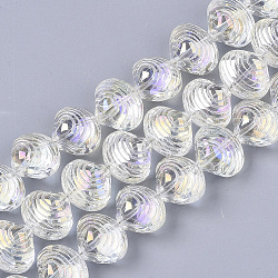 Electroplate Glass Beads Strands, AB Color Plated, Shell Shape, Clear AB, 12x14.5x10mm, Hole: 1mm, about 50~51pcs/Strand, 24.41 inch(62cm)(EGLA-S189-003B-01)