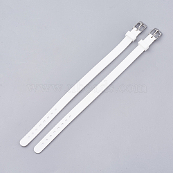 Silicone Watch Bands, with 201 Stainless Steel Clasps, White, 8-7/8 inch(22.5~22.7cm), 10x3mm(SIL-S001-07)