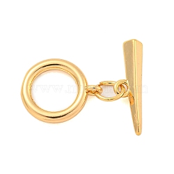 Brass Toggle Clasps, Ring, Real 18K Gold Plated, Ring: 13x11x1.7mm, Hole: 1.2mm, Bar: 15.5x4.5x3.5mm, Hole: 1.2mm(KK-A223-27G)