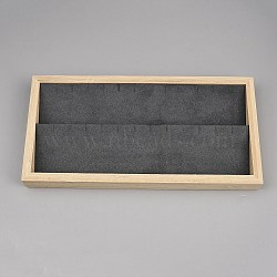 Rectangle Wood & Velveteen Jewelry Organizer Display Trays for Earrings, Gray, 11.4x22.7x2.25cm(ODIS-WH0099-277A)