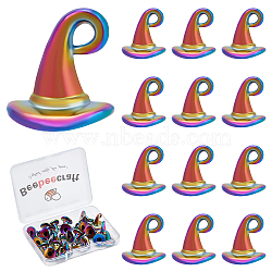 Beebeecraft Rainbow Color Alloy Pendants, Cadmium Free & Lead Free, Witch Hat, 11x11x11mm, Half Hole: 3mm, 30pcs/box(FIND-BBC0001-30)