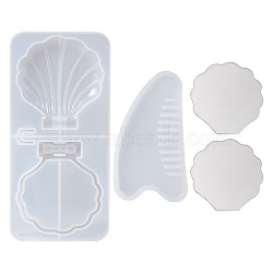 DIY Comb & Mirror Silicone Molds Sets, Resin Casting Moulds, For UV Resin, Epoxy Resin Jewelry Making, White, 4pcs/set(DIY-TA0008-44)