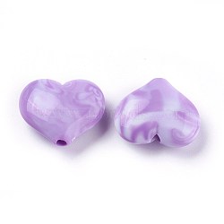 Acrylic Imitation Gemstone Beads, Heart, Violet, 20x23x8~8.5mm, Hole: 2.5~2.8mm, about 230pcs/500g(MACR-E205-09I)
