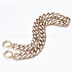 Bag Chains Straps, Aluminum Curb Link Chains, with Alloy Spring Gate Ring, for Bag Replacement Accessories, Light Gold, 650x22mm(FIND-Q089-003LG)