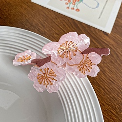 Flower Cellulose Acetate Large Claw Hair Clips, for Women Girl Thick Hair, Pearl Pink, 40x83mm(PW-WG79385-04)